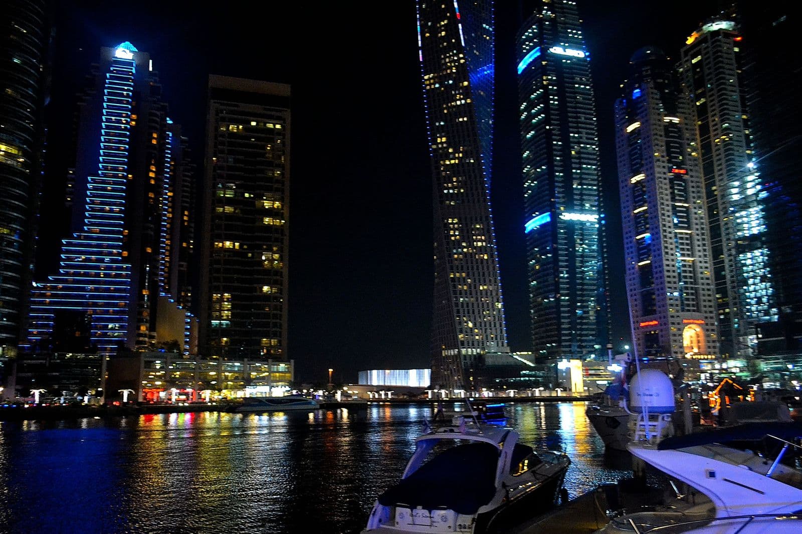 Dubai Marina skyline glittering at night
